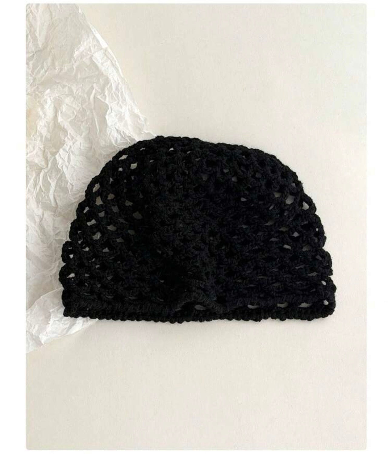 Handmade Midnight Mesh Beanie 🖤